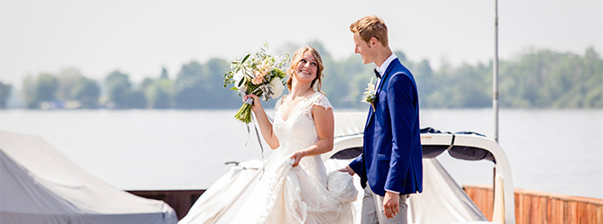 672 x 250 Loosdrecht Echtpaar Water Styled Shoot Trouwen