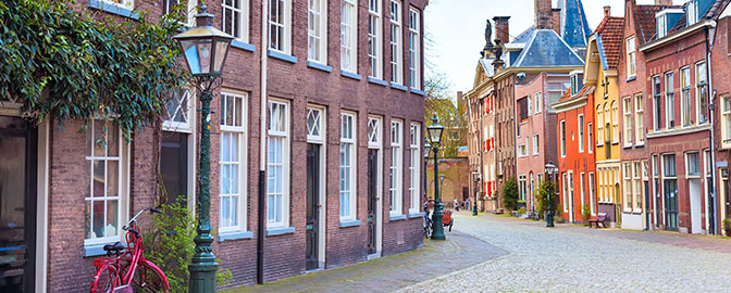 Straatje in het oude gedeelte van Leiden