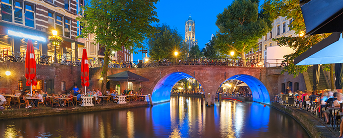 Grachten van Utrecht in de avond